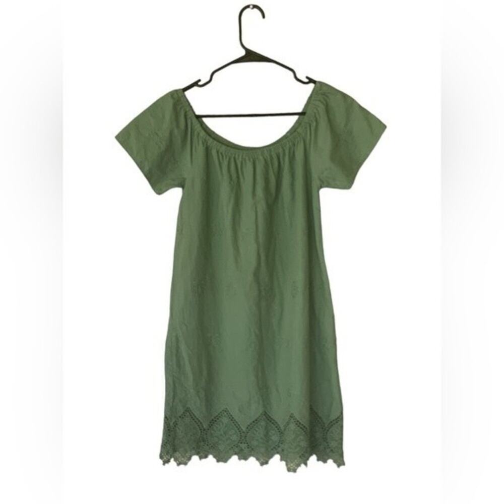 Copper Key Embroidered Mini Dress Crochet Cottagecore Green Size Small